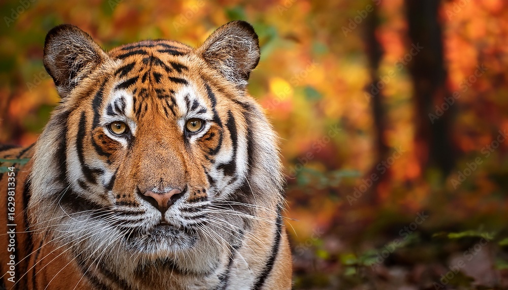 Fototapeta premium majestic sumatran tiger in autumnal woods
