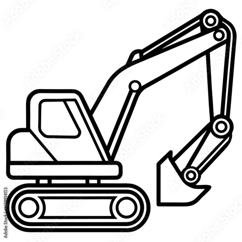 Excavator Construction Vehicle Illustration – Heavy Equipment Machinery for Building and Earthwork Projects