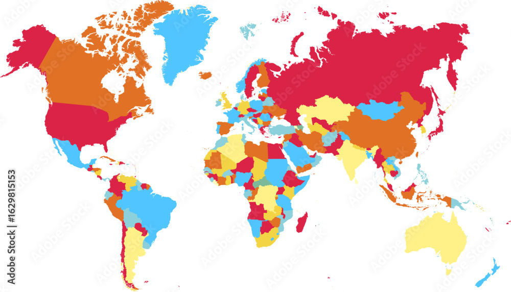 Obraz premium World map. Color modern vector map. Silhouette map.