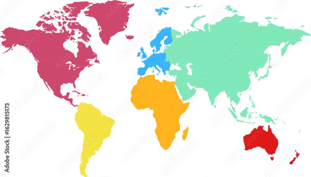 Obraz premium World map. Color modern vector map. Silhouette map.