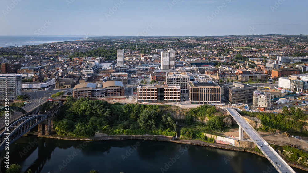 Fototapeta premium Vaux site, Keel Crossing and Wearmouth Bridge