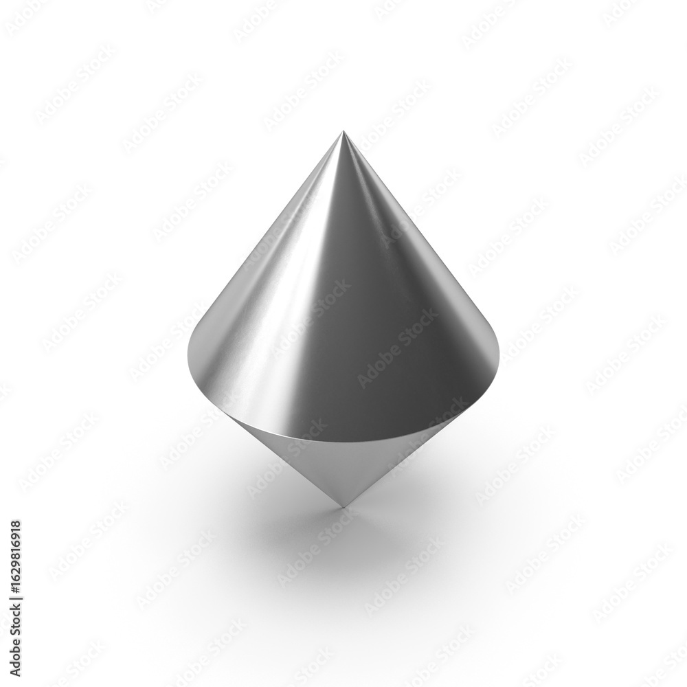 Fototapeta premium 3D Silver Diamond Shape Object Isolated on Transparent Background