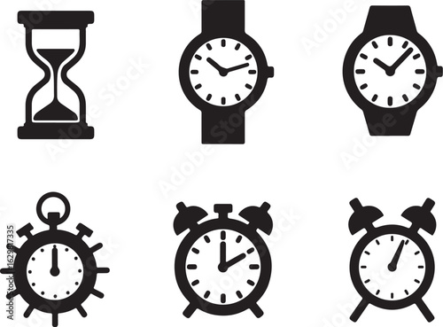 Timeless Icons: Hourglass, Watches, Alarms