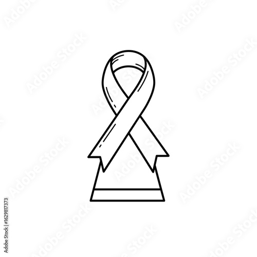 Outline drawing of a ribbon with a stand below it silhouette