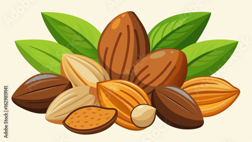 almonds with leaves