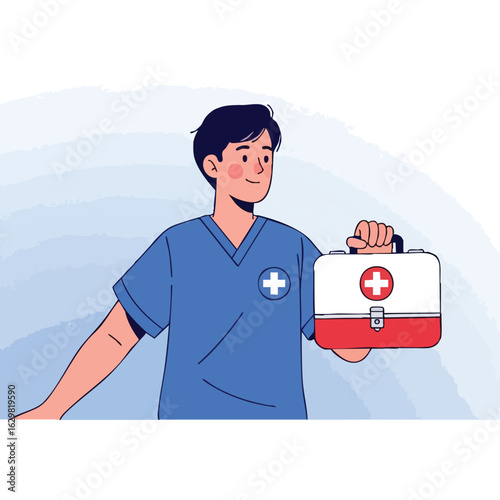 Medic holding medkit