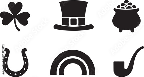 St Patrick's Day Icons: Luck, Rainbow, Pot of Gold