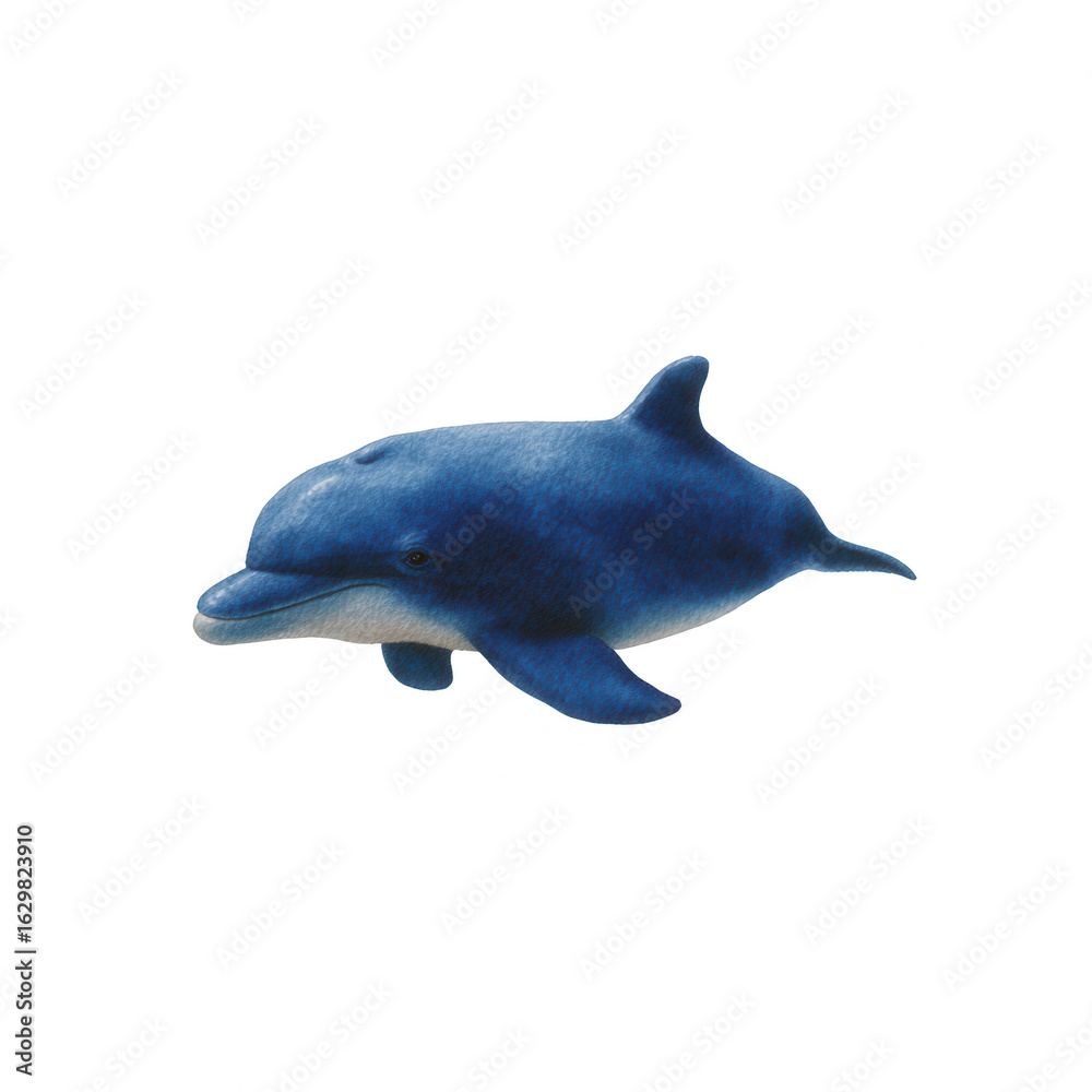 Naklejka premium A realistic illustration of a dolphin swimming gracefully through the water, showcasing its playful nature and sleek body against a clear background.