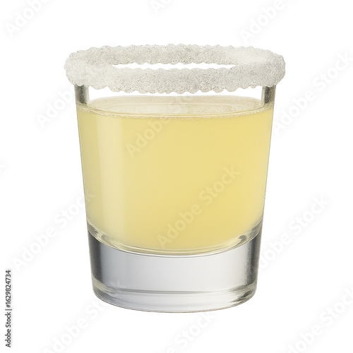Lemon Drop shot: vibrant yellow vodka, fresh lemon juice and syrup; sugared rim sparkles, liquid slightly cloudy like candy, served ice-cold.