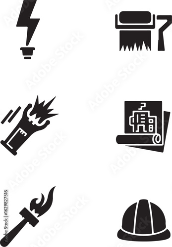 Construction and innovation icons for building projects