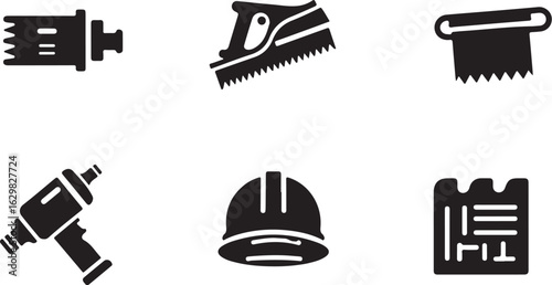 Essential construction and DIY tool icons for projects