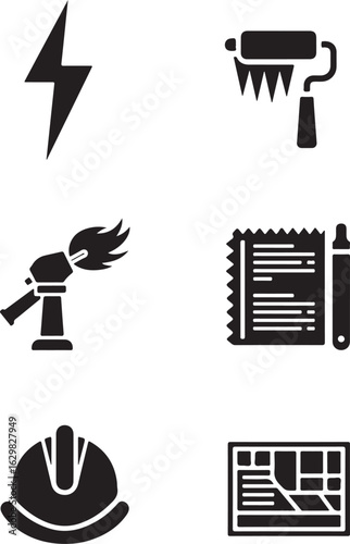Essential industrial icons for safety and construction projects