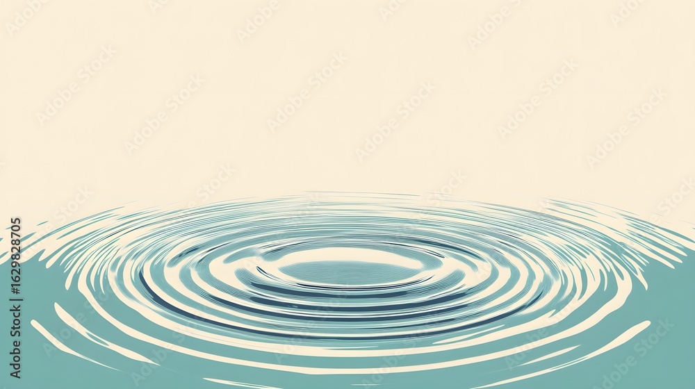 Fototapeta premium Digital illustration depicts concentric water ripples fading into a pale background.