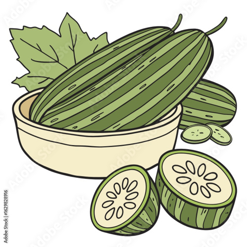 fresh cucumbers with leaves