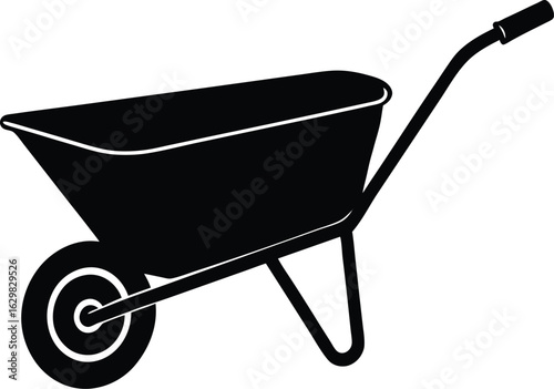 Beautiful Black Garden Wheelbarrow Vector Illustration Silhouette