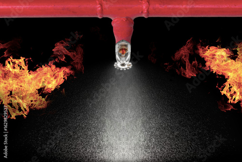 Image of pendent fire sprinkler on white background (with cliiping path). Fire sprinklers are part of an overall safety protocol for fire and life safety.