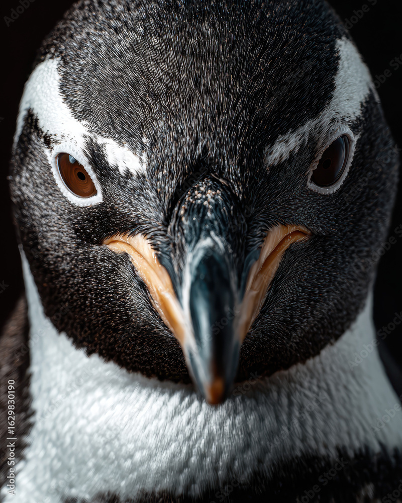 Naklejka premium Penguin Face Macro Shot