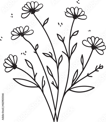 Soft Pellet Wildflower Vector Black Logo Icon with Clean Natural Design Soft Pellet Wildflower Vector Black Logo Icon with Simple Flowing Lines