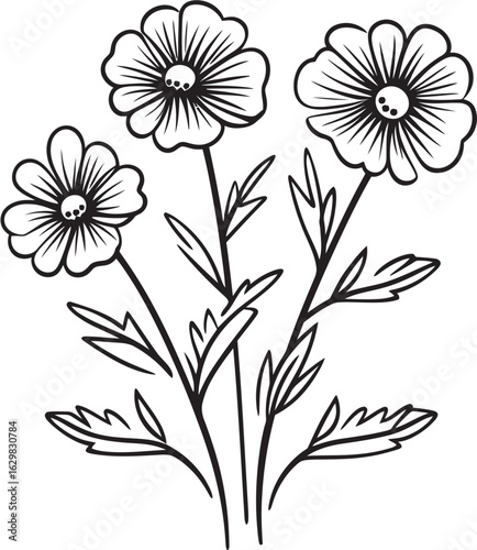 Soft Pellet Wildflower Vector Black Logo Icon with Elegant Botanical Flow Soft Pellet Wildflower Vector Black Logo Icon with Stylized Leaf Forms