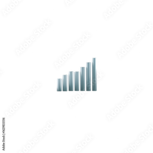 Graphical representation of a performance chart, illustrating upward growth with bars in silver tones against a white background. Free Download Graphical representation of a performance chart, illustrating upward growth with bars in silver tones against a white background. - GFXLoad