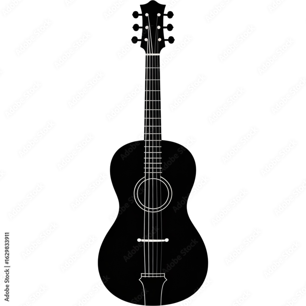 Obraz premium Black Silhouette of Acoustic Guitar