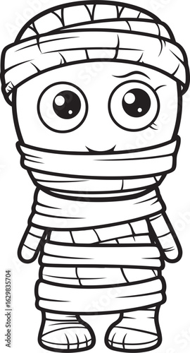 Standing Mummy Bandage Wrapped Vector Black Icon Logo Design Standing Mummy Fully Wrapped in Bandages Vector Black Logo