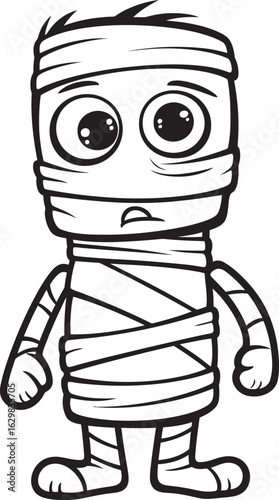 Black Vector Icon Logo of Standing Mummy Covered in Bandages Standing Mummy Wrapped in Bandages Vector Black Logo Silhouette