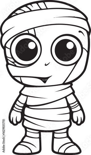 Vector Black Logo of Standing Mummy with Full Bandage Wrap Standing Mummy Bandage Wrapped Vector Black Icon Logo Design