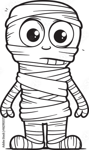 Standing Mummy Wrapped in Strips Vector Black Icon Logo Vector Black Logo of Standing Mummy with Full Bandage Wrap