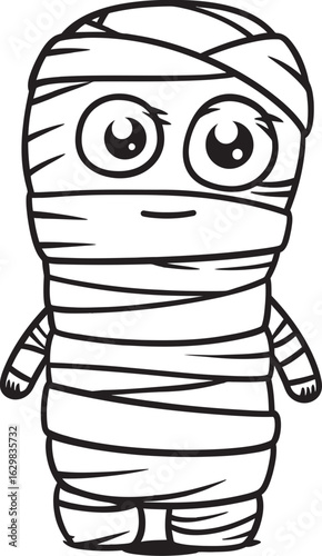 Vector Black Logo Icon of Standing Mummy Wrapped in Bandages Standing Mummy Wrapped in Cloth Strips Vector Black Logo Icon