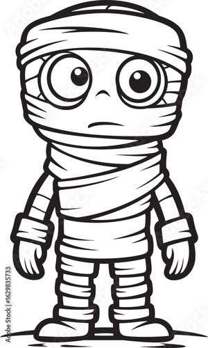 Standing Mummy Wrapped Head to Toe Vector Black Logo Icon Standing Mummy Wrapped in Strips Vector Black Icon Logo