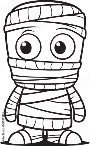 Standing Mummy Fully Wrapped in Bandages Vector Black Logo Black Vector Icon Logo of Standing Mummy Covered in Bandages