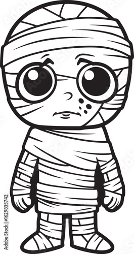 Standing Mummy in Full Bandage Wrap Vector Black Logo Icon Vector Black Logo Icon of Standing Mummy Wrapped in Bandages