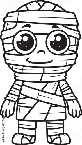 Standing Mummy Wrapped in Cloth Strips Vector Black Logo Icon Black Vector Logo of Standing Mummy Wrapped Head to Toe