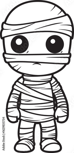 Standing Mummy Fully Wrapped in Bandages Vector Black Icon Standing Mummy Fully Wrapped in Bandages Black Vector Logo