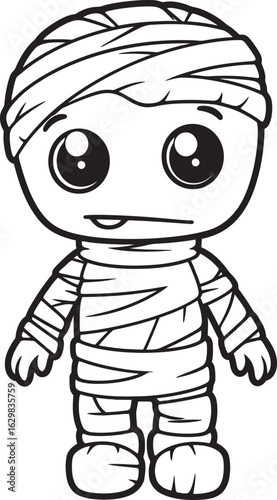 Standing Mummy Wrapped in Detailed Bandages Vector Black Logo Standing Mummy Fully Wrapped in Bandages Vector Black Icon