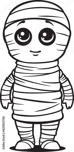 Standing Mummy in Detailed Bandages Vector Black Design Icon Silhouette of Standing Mummy Wrapped Head to Toe Vector Logo