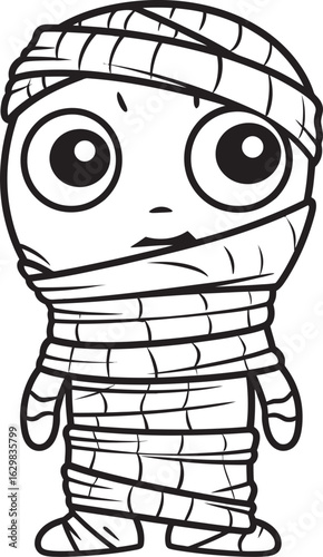Standing Mummy Wrapped in Layers of Bandages Black Vector Icon Full Body Bandage Wrapped Standing Mummy Vector Black Logo