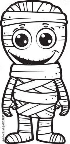 Black Vector Logo of Mummy Standing Wrapped in Bandages Standing Mummy Bandaged Figure Vector Black Design Icon