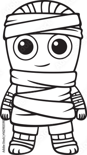 Standing Mummy Wrapped in Tight Bandages Vector Black Icon Vector Black Logo of Standing Mummy in Full Bandage Wrap