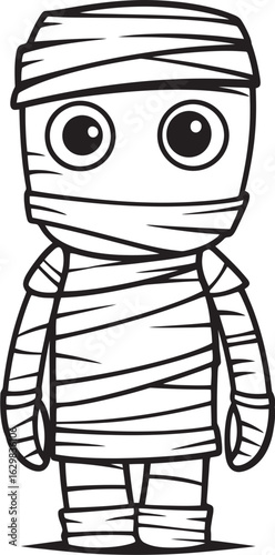 Standing Mummy Wrapped in Bandages Vector Black Silhouette Icon Vector Icon of Standing Mummy with Wrapped Bandages