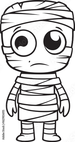 Vector Icon of Standing Mummy with Wrapped Bandages Standing Mummy Wrapped in Bandage Strips Vector Black Logo