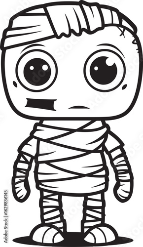 Vector Black Logo of Standing Mummy Wrapped in Bandages Standing Mummy Wrapped in Tight Bandages Vector Black Icon