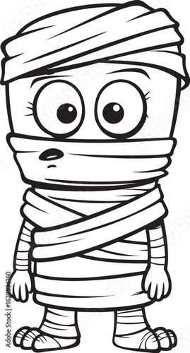 Black Silhouette Logo of Standing Mummy Wrapped in Bandages Standing Mummy Wrapped in Cloth Strips Vector Black Logo