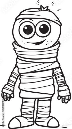 Standing Mummy Wrapped in Cloth Strips Vector Black Logo Vector Black Logo of Standing Mummy Wrapped in Bandages