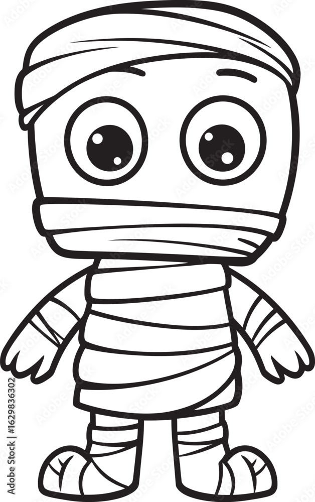 Obraz premium Vector Icon of Standing Mummy with Full Bandage Wrap Standing Mummy Wrapped in Detailed Bandage Strips Vector Icon