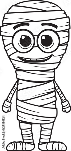 Standing Mummy Covered in Bandages Vector Black Logo Icon Vector Icon of Standing Mummy with Full Bandage Wrap