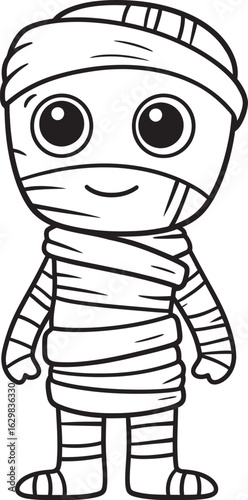 Black Vector Logo of Standing Mummy Fully Wrapped Standing Mummy Wrapped in Cloth Bandages Vector Black Logo