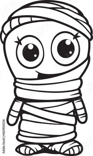 Vector Black Icon of Standing Mummy Wrapped in Bandages Standing Mummy Wrapped from Head to Toe Vector Black Logo