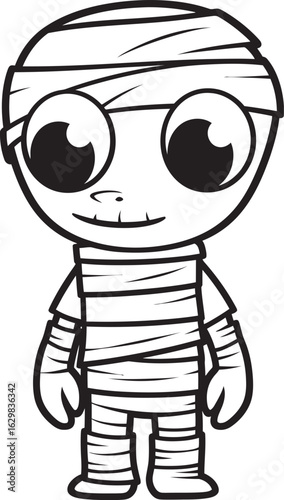 Standing Mummy Wrapped in Detailed Bandage Strips Vector Icon Black Vector Logo of Standing Mummy Fully Wrapped